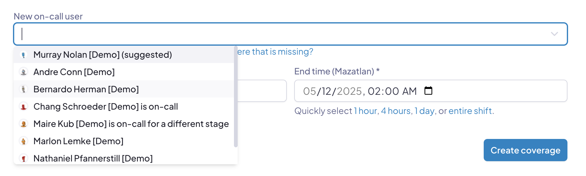 Shows who is on call in other stages