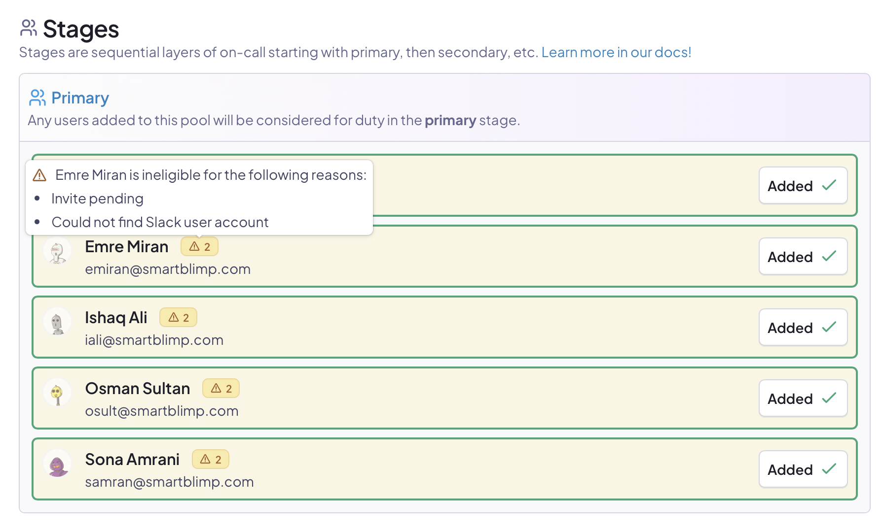 Feedback on any team members with schedule issues